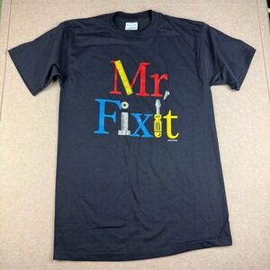 Vintage Peacock Handyman Shirt Mens M Black Mr Fix It Graphic USA Single Stitch